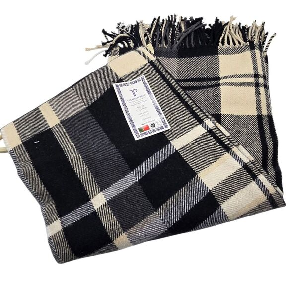 Penedo Weaving Jacquard Oversized Throw Blanket Plaid Cream Black 50x70 Portugal - Picture 5 of 8